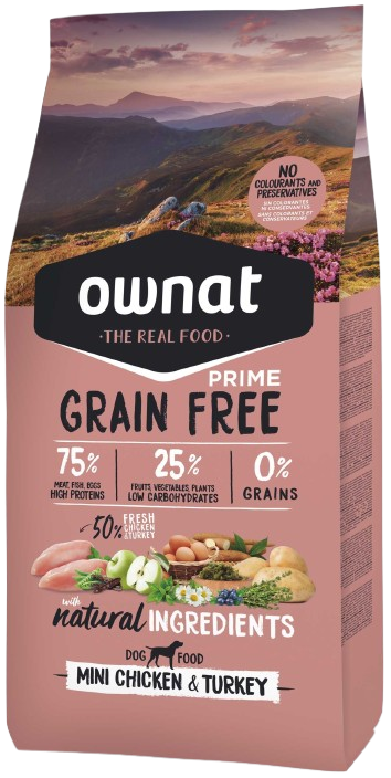 Croquettes OWNAT - Prime Grain Free Mini Adult Chicken &Turkey