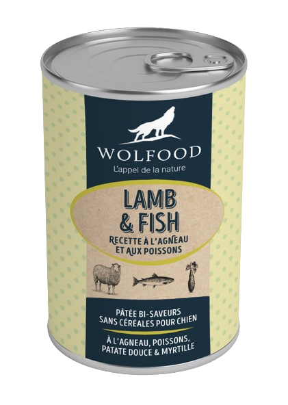 Pâtée pour chiens - Wolfood (Agneau & Poisson)