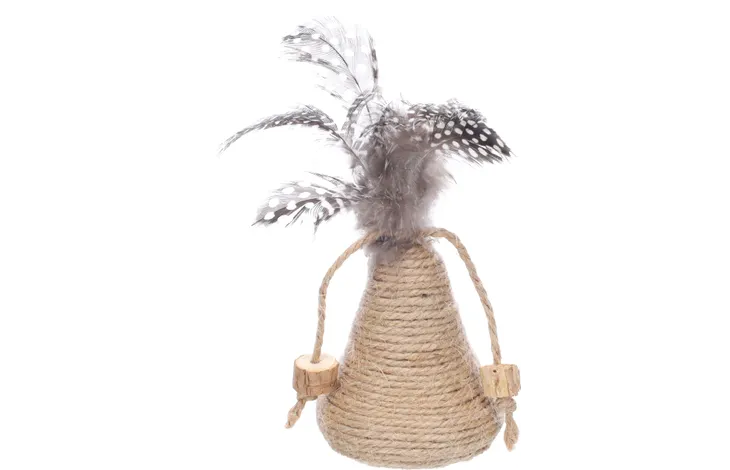 Jouet pour chat - Cloche en corde et plume - Yutsa