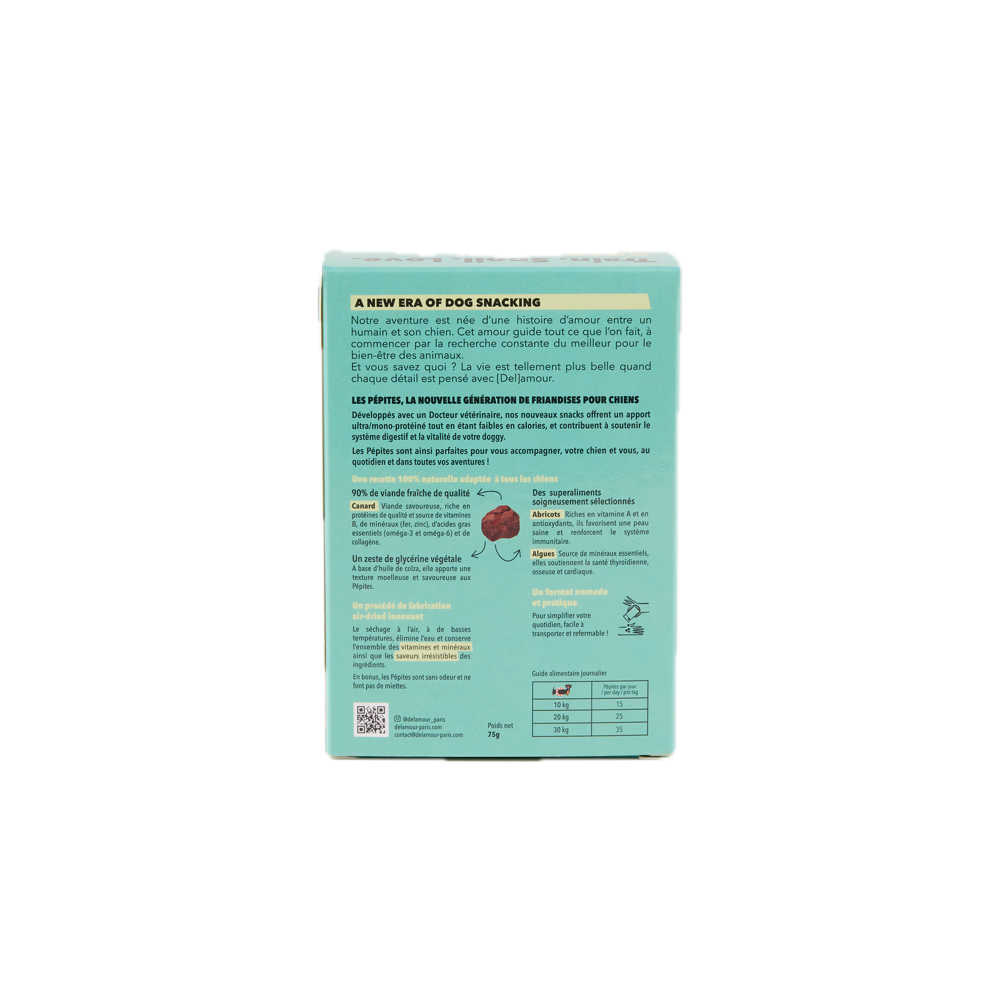 Ingrédient de la boîte de friandises pour chien - Pepites Delamour au canard