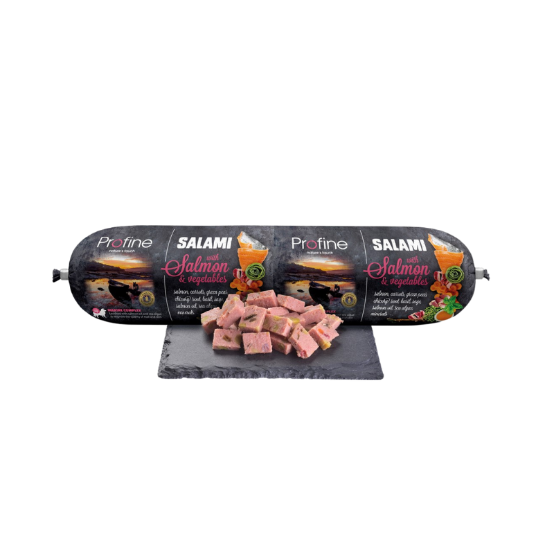 Boudin pour chien au saumon et aux légumes