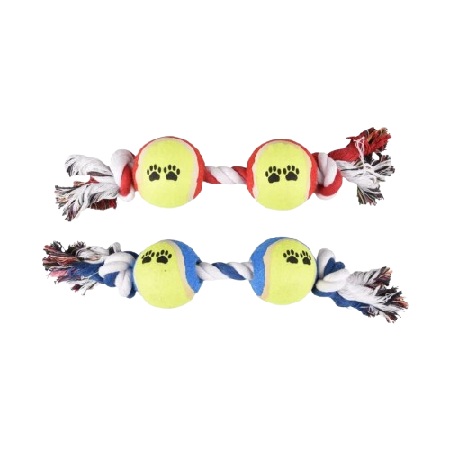 Corde avec deux balles de tennis