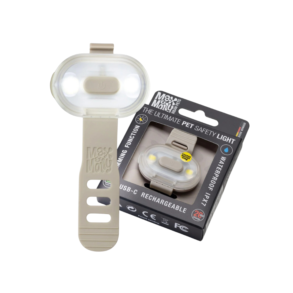 Collier à LED pour chien de la marque Max & Molly, gamme Matrix 2.0 couleur Sable
