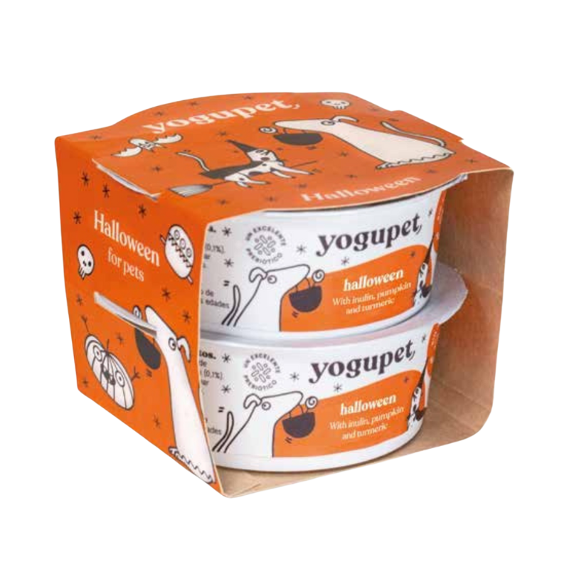 Lot de 2 Yaourt sans lactose pour chien goût Citrouille - Edition d'Halloween - Yogupet