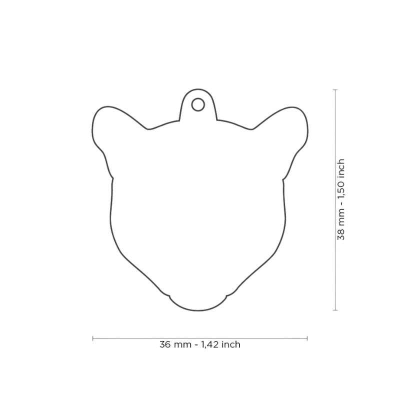 Dimensions médaille pour chien forme Léopard 36x38mm