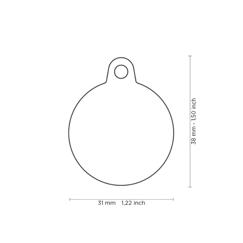 Dimensions médaille en forme de cercle 31x38mm