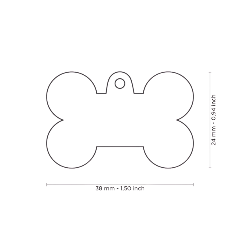 Dimensions Médaille en forme d'os noir avec contour doré 38x24mm