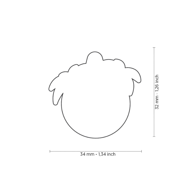 Dimensions médaille pour chien motif palmier rose 34x32mm