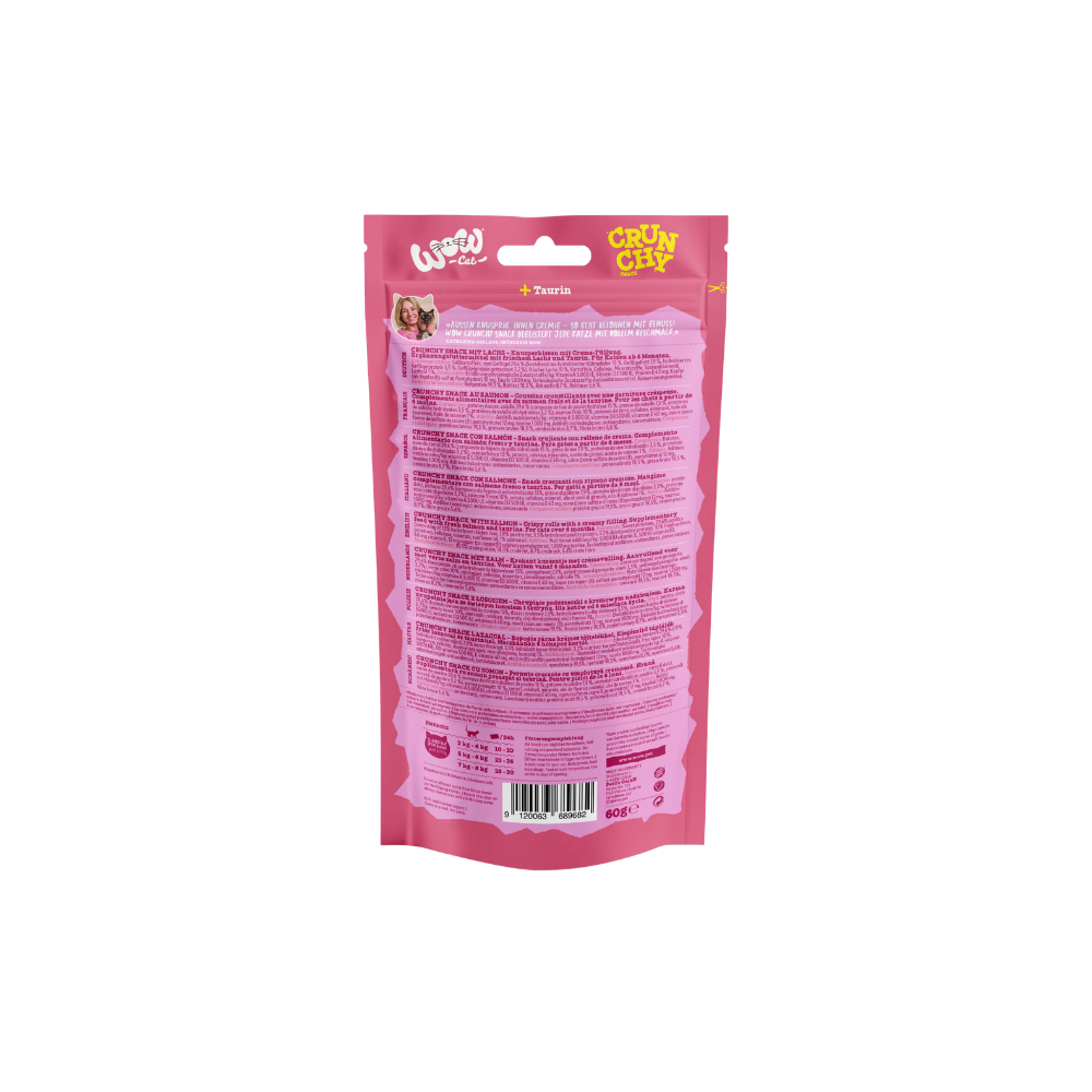 Ingrédients et ration des friandises croustillantes au saumon pour chat