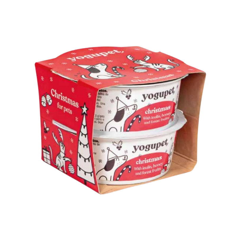 Yaourt pour chien aux saveurs de Noël, miel et fruits rouges, à étaler