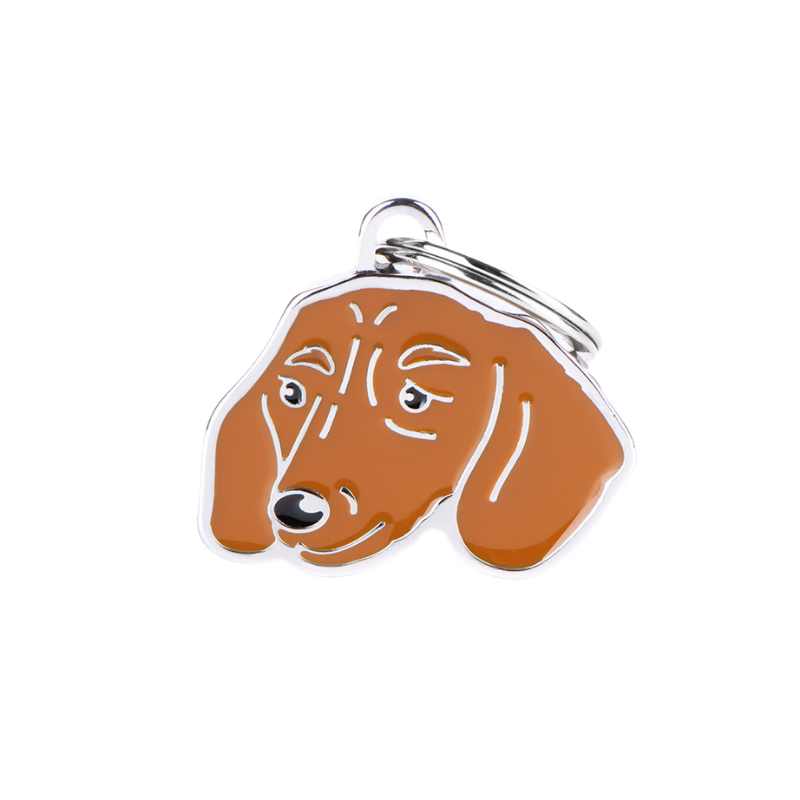Médaille pour chien forme Teckel Marron