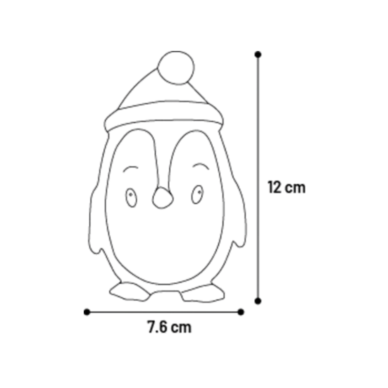 Dimensions pouic pingouin : 7,6cm L x 12cm H