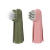 Set de brosse à dent de doigt pour chien, une brosse nettoyante (verte) et une brosse massante (rose)