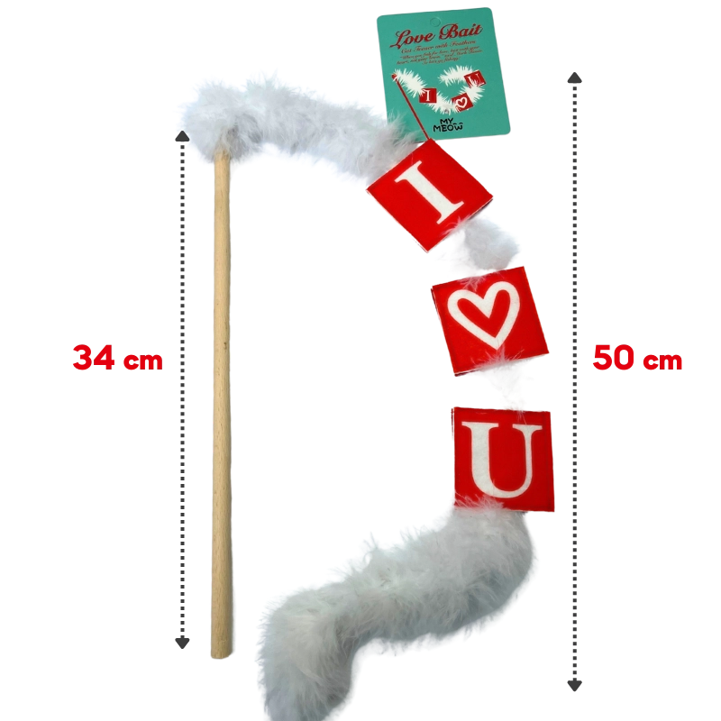 jouet pour chat canne à pêche i love you