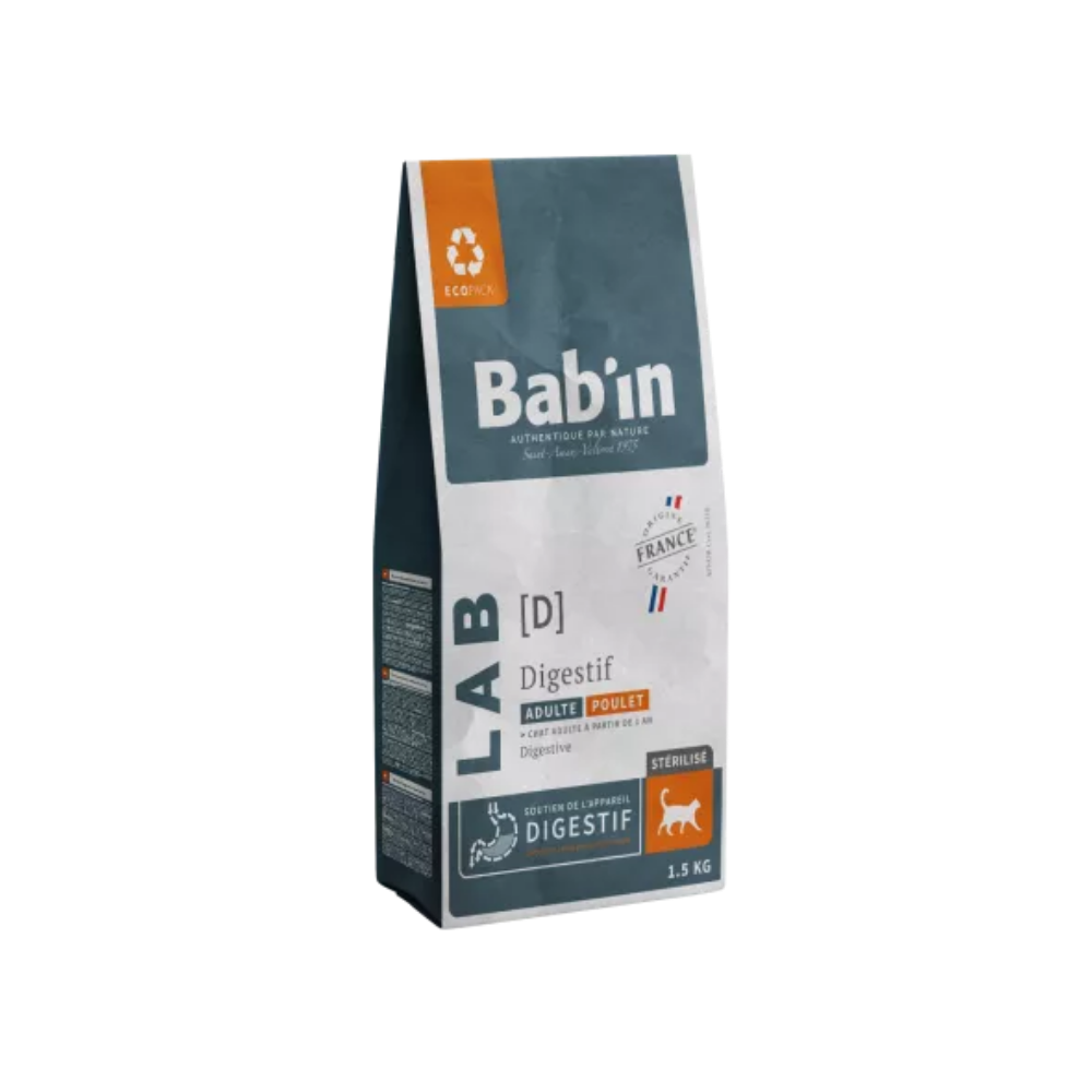 Sac de croquette Bab'in LAB digestif au poulet pour chat adulte
