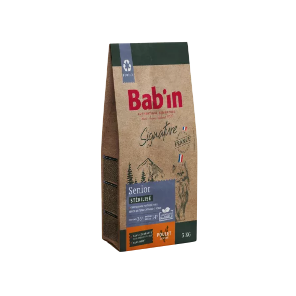Sac de croquette Bab'in Signature pour chat senior stérilisé, au poulet