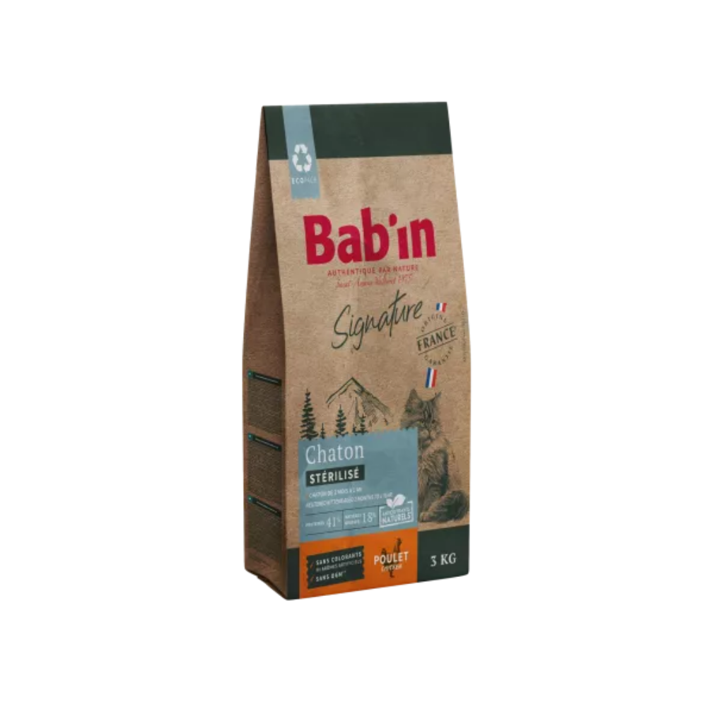 Sac de croquette Bab'in Signature pour chaton stérilisé, au poulet