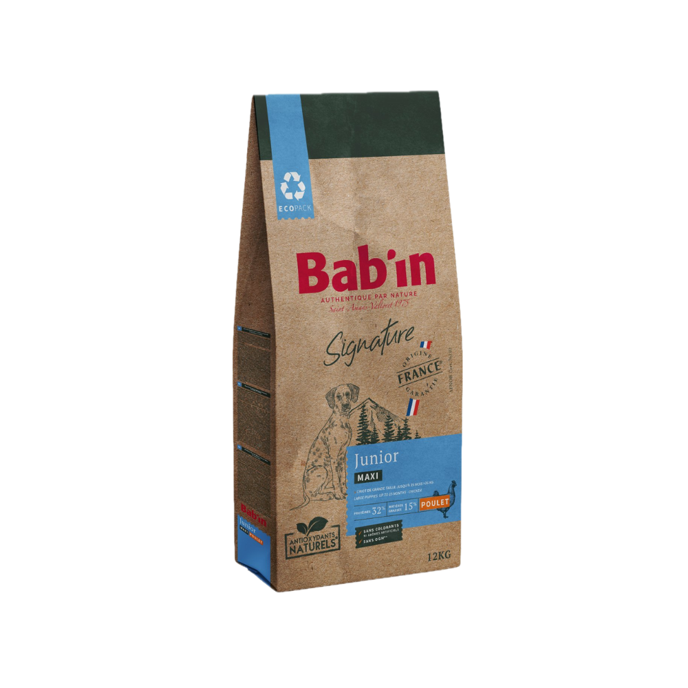 Sac de croquette Bab'in Signature pour chien junior maxi au poulet