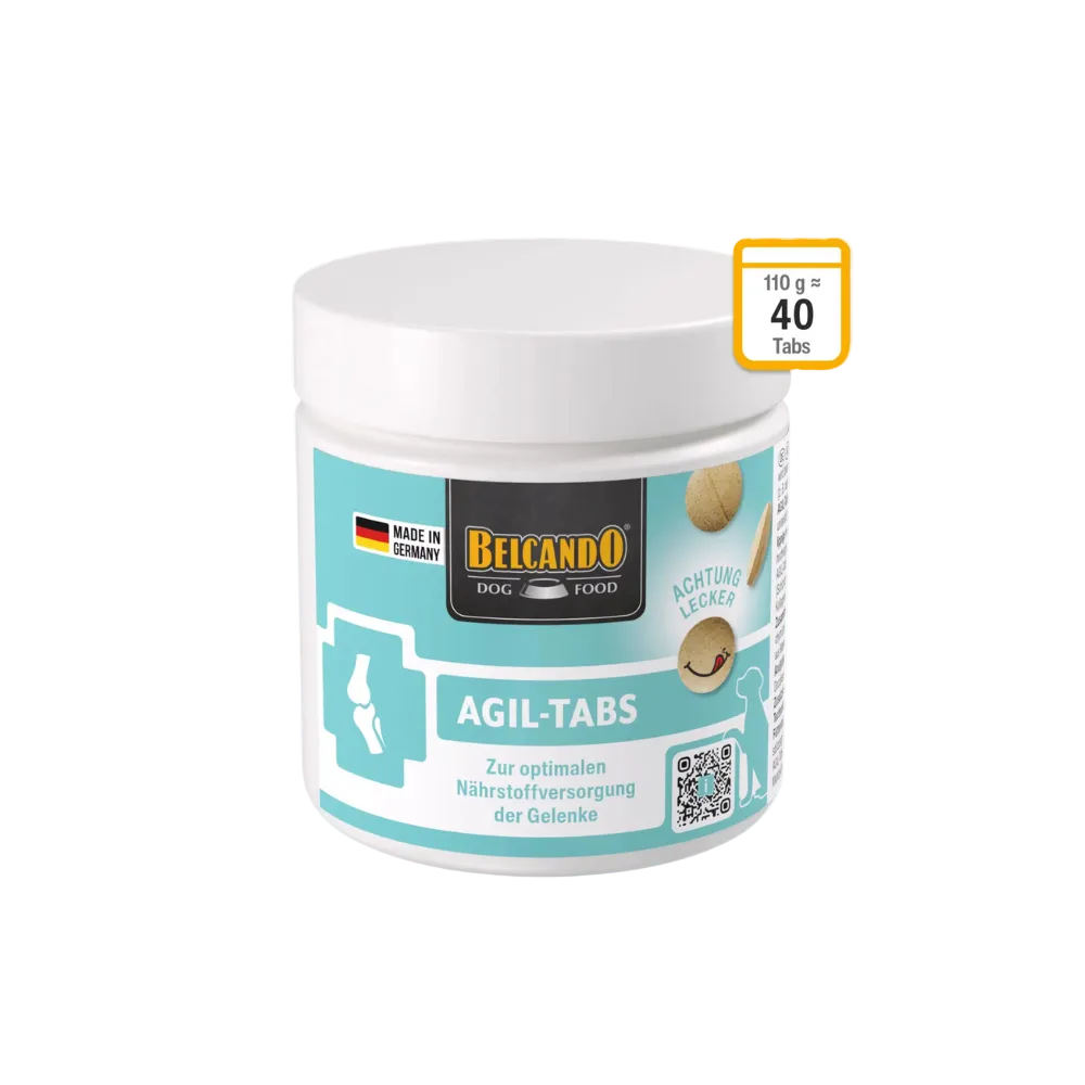 Comprimé agil-tabs - boîte de 110g (40 comprimés) : compléments alimentaires pour le soutien des articulations et des os des jeunes chiens de races de grande taille ou les chiens adultes soumis à une forte sollicitation physique