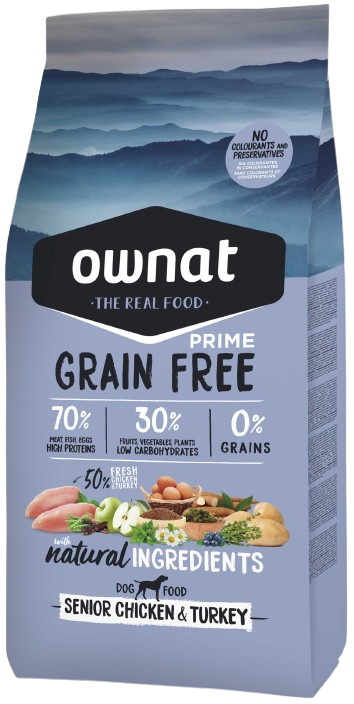 Croquettes OWNAT - Prime Grain Free Senior Chicken &Turkey