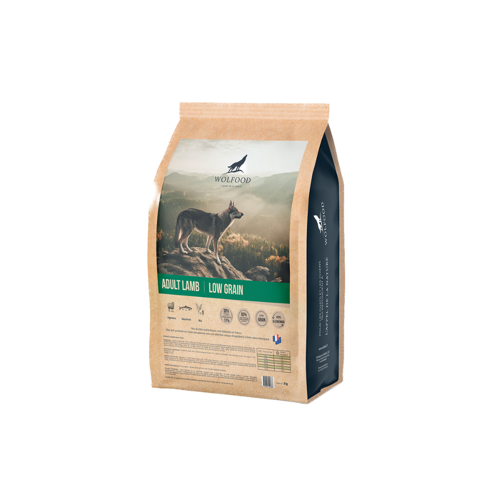 Croquettes pour chien adulte à l'agneau, faible en céréales, sac de 3kg
