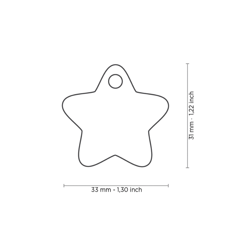 Dimensions Médaille pour chien forme étoile - 33x31mm