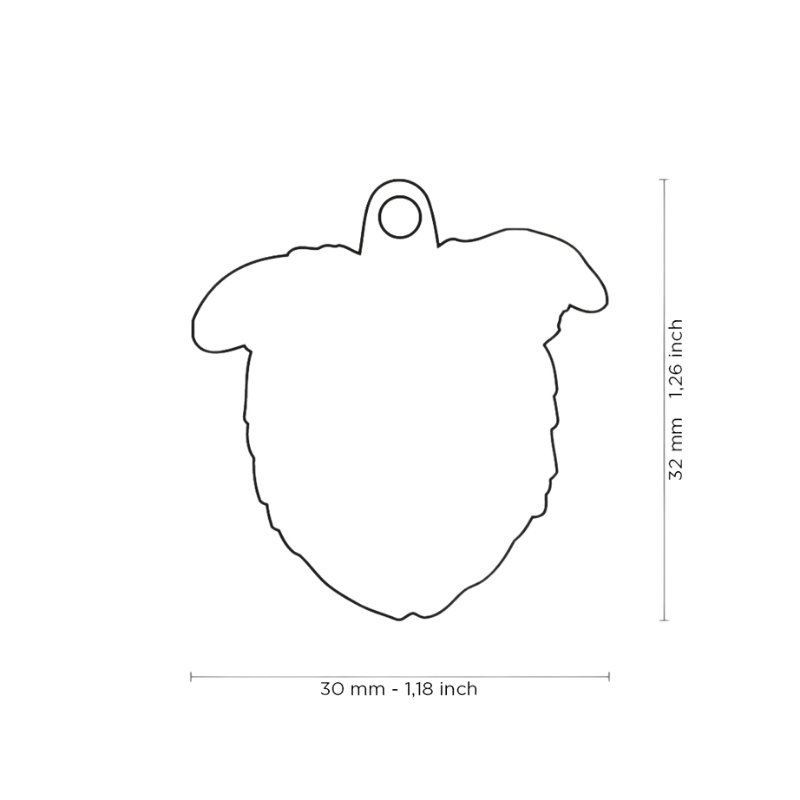 Dimensions médaille pour chien forme border collie 30x32mm