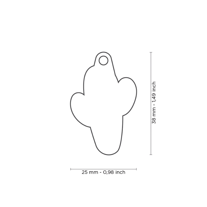 Dimensions médaille pour chien forme Cactus 25x38mm