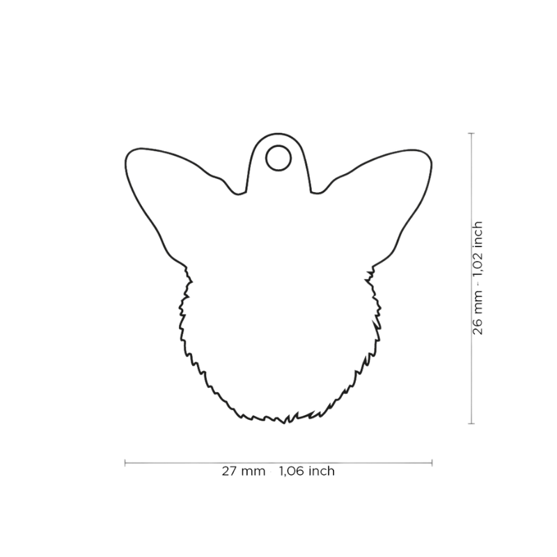 Dimensions médaille pour chien forme corgi 27x25mm