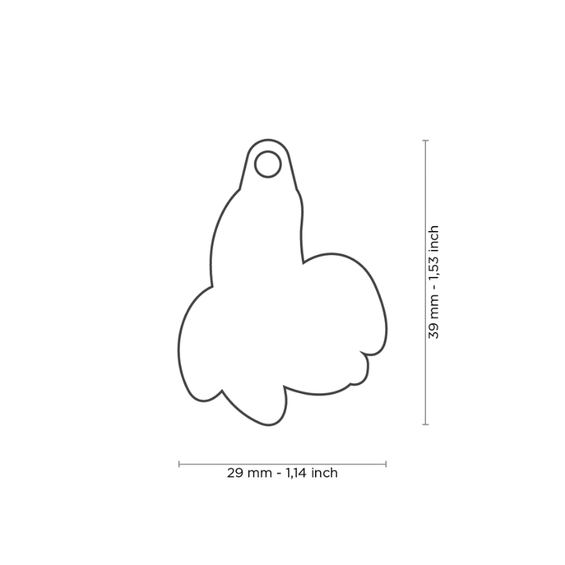 Dimensions médaille pour chien forme banane 29x39mm
