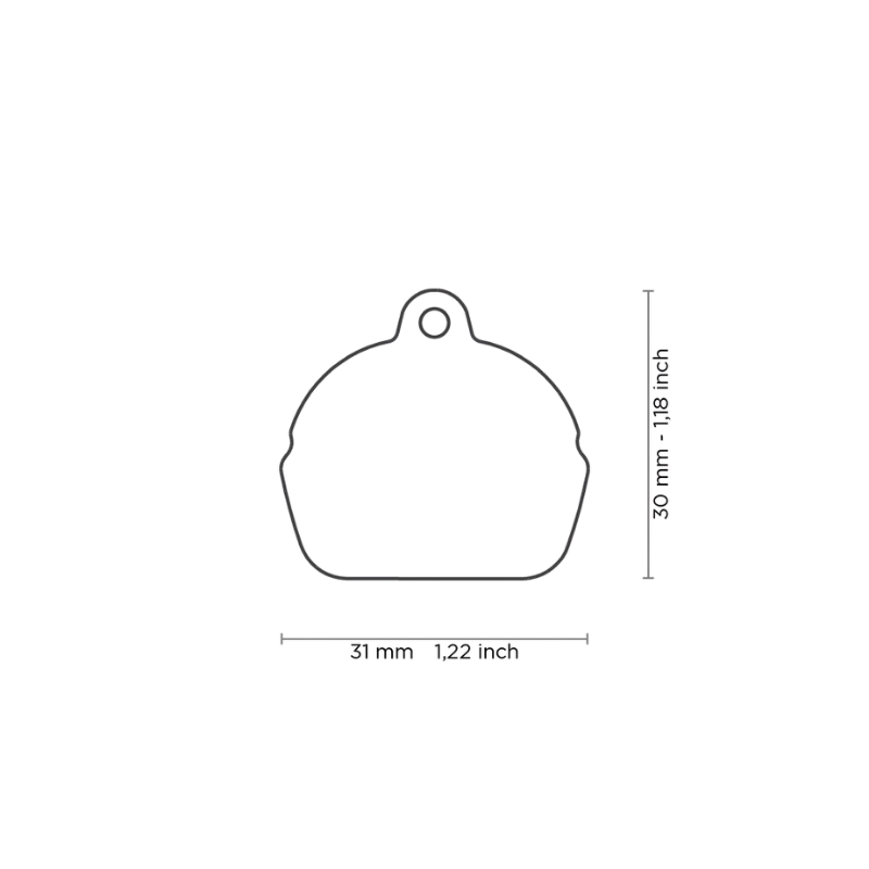 Dimensions médaille pour chien forme Burger 31x30mm