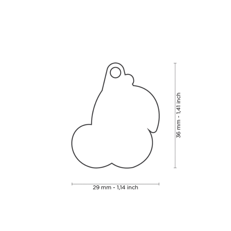 Dimensions médaille pour chien forme cerise 29x36mm