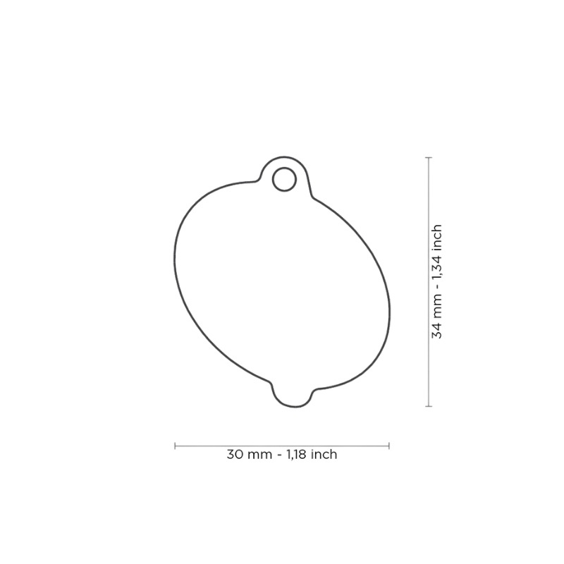Dimensions médaille pour chien forme donuts 30x34mm