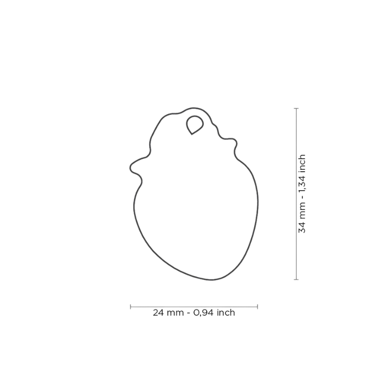 Dimensions médaille pour chien forme Fraise 24x34mm