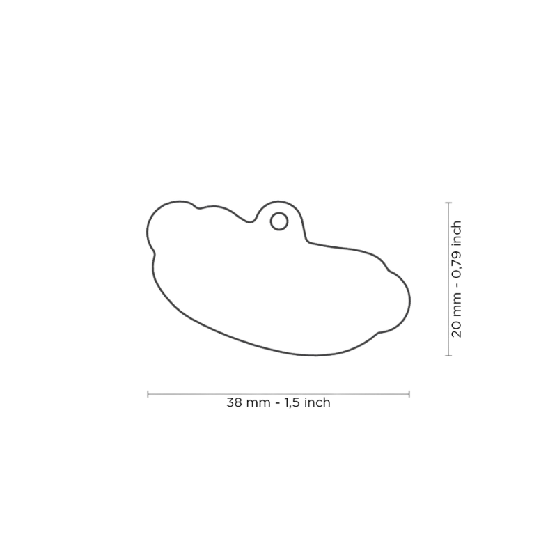 Dimensions médaille pour chien forme Hot-dog 38x20mm