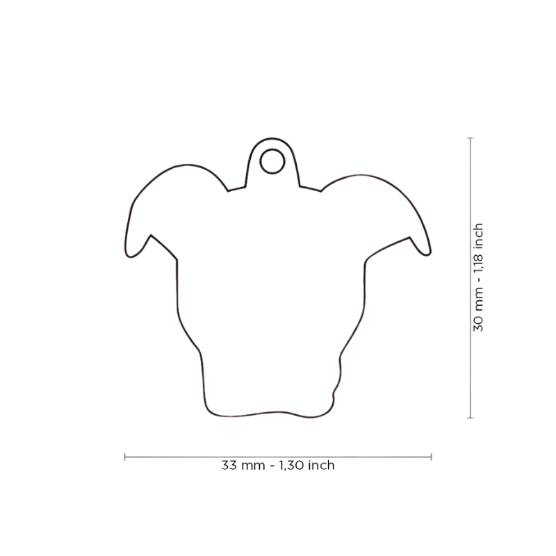 Dimensions médaille pour chien forme pitbull 33x30mm