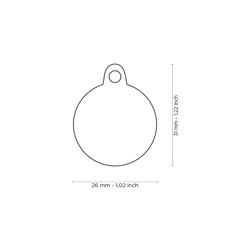 Dimensions médaille en forme de cercle avec contour - 26x31mm
