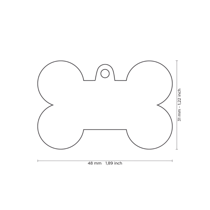 Dimensions Médaille en forme d'os en laiton noir