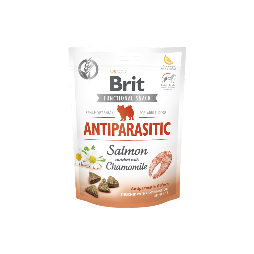 Friandise semi-humide pour chien antiparasitaire au saumon et à la camomille