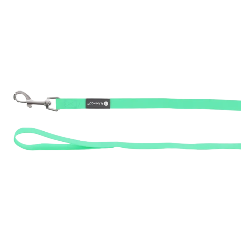 Longe en biothane couleur vert menthe dépliée