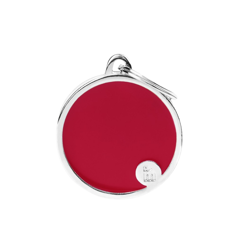 Médaille en forme de cercle rouge avec contour argenté