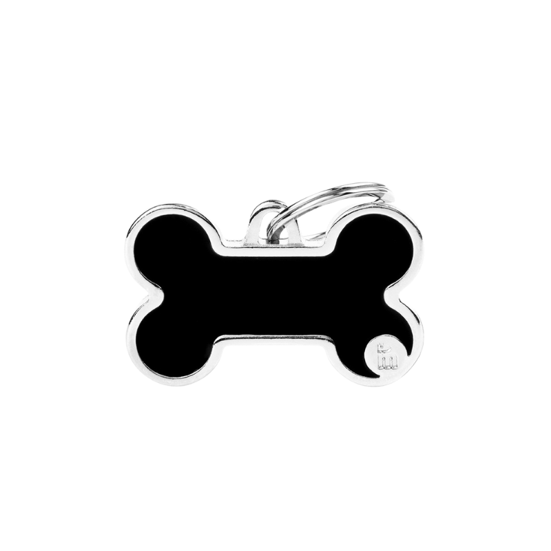 Médaille personnalisée - Os noir avec contour argenté