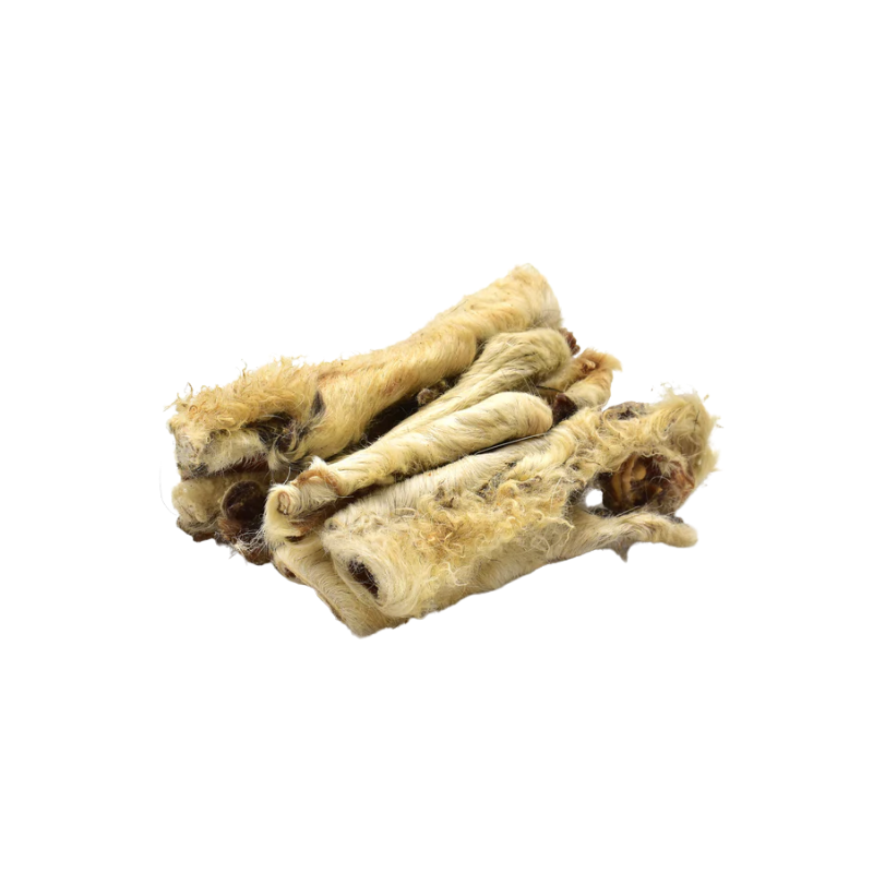 Peau d'agneau avec poils pour chien à mastiquer