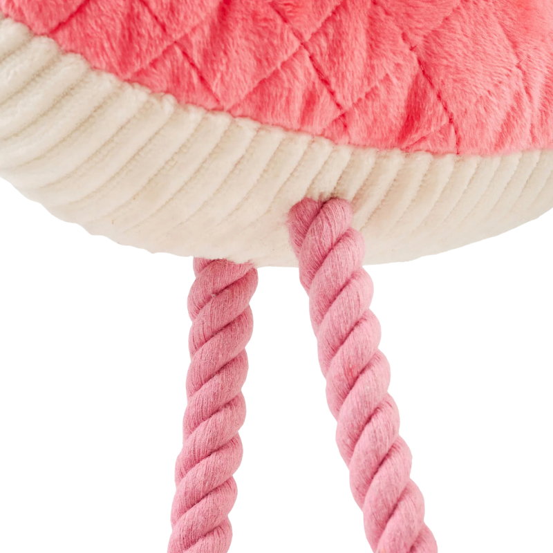 Peluche pour chien Sunny le Flamand rose zoom sur les pattes en corde