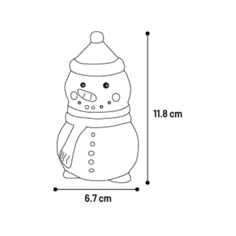 Dimensions pouic de noel bonhomme de neige : 6,7cm LL x 11,8cm H