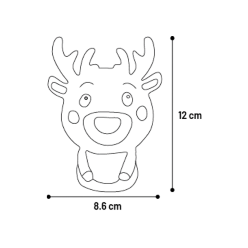 Dimensions pouic renne : 8,6cm L x 12cm H