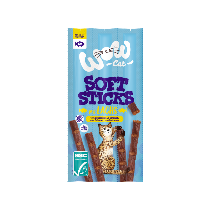 Friandise pour chat : stick tendre au saumon, sans céréales ni gluten