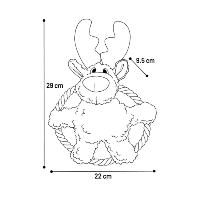 Dimensions peluche sven le renne : 22cm L x 9.5cm l x 29cm H