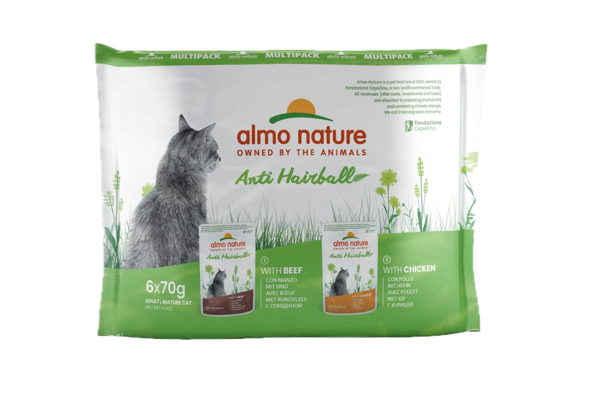 Pâtée pour chat - Anti Hairball - Boeuf et Poulet - Almo Nature 6x70g