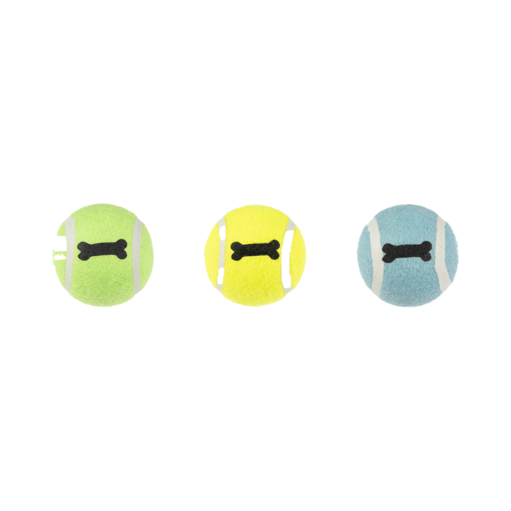 Pack de 3 balles de tennis de 6 cm avec empreinte en forme d'os